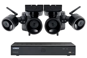 1080p Outdoor Wireless Camera System, 4 Rechargeable Wire Free Battery Powered Black Cameras, 75ft Night Vision, 1TB Hard drive, No Monthly Fees