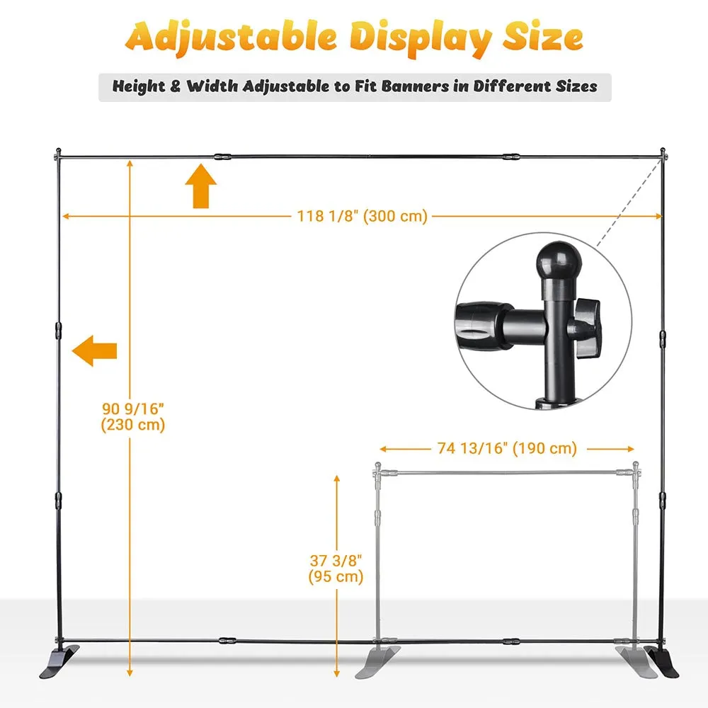 10x8 ft Adjustable Telescopic Trade Show Banner Stand Economy