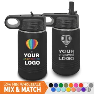 12 oz Insulated Sport Water Bottle -Mix & Match- Bulk Wholesale Personalized Engraved or Full Color Print Logo