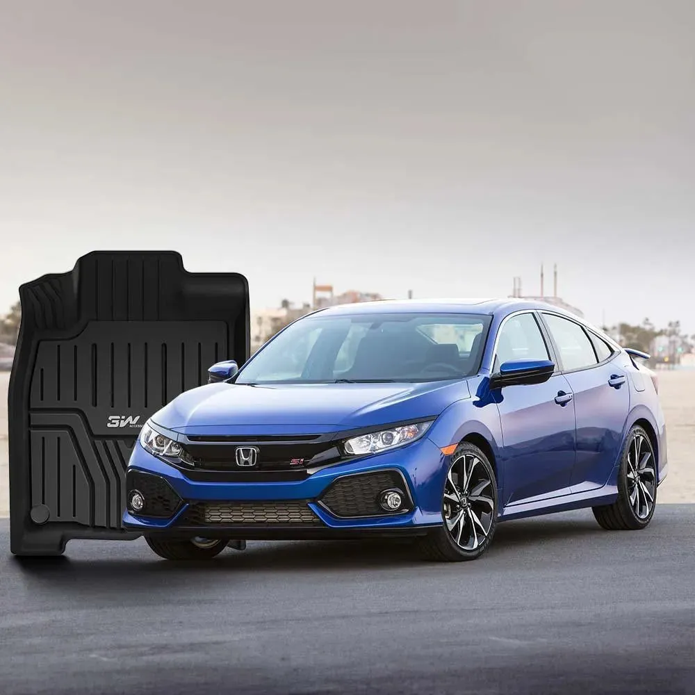 3W Honda Civic 2016-2021 Coupe/Sedan/Type R/Hatchback Custom Floor Mats TPE Material & All-Weather Protection