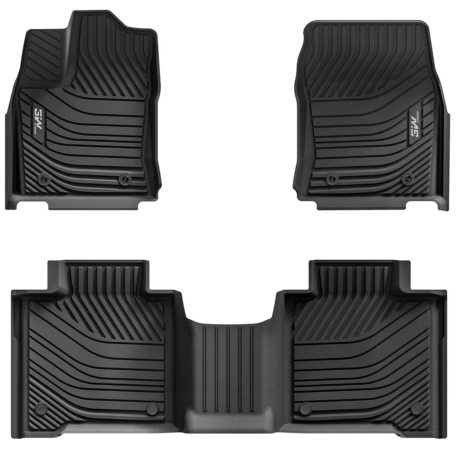 3W Toyota Tundra 2022-2024 (Only for CrewMax Cab) Custom Floor Mats CrewMax Cab Only TPE Material & All-Weather Protection