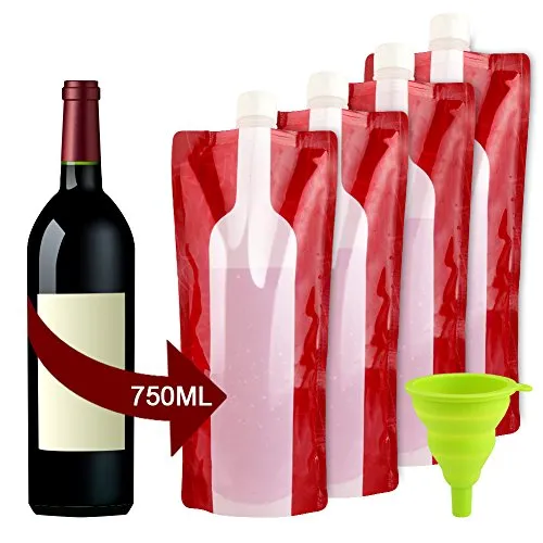 Accmor Wine Bottle Bag Flask, Portable Wine Accessories, Reusable Flexible Collapsible Leek Proof Liquid Accessories for Gift Travel Camping BBQ Party Beach Hiking Home Kitchen