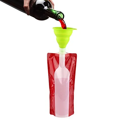 Accmor Wine Bottle Bag Flask, Portable Wine Accessories, Reusable Flexible Collapsible Leek Proof Liquid Accessories for Gift Travel Camping BBQ Party Beach Hiking Home Kitchen