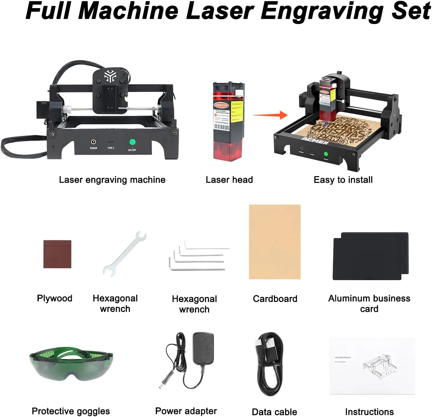 ACMER Laser Engraver S1 Portable Laser Cutter and Engraver CNC Machine for DIY,Wood,Metal,Acrylic,Leather,etc. (S1 2.5W 130*130MM Area)