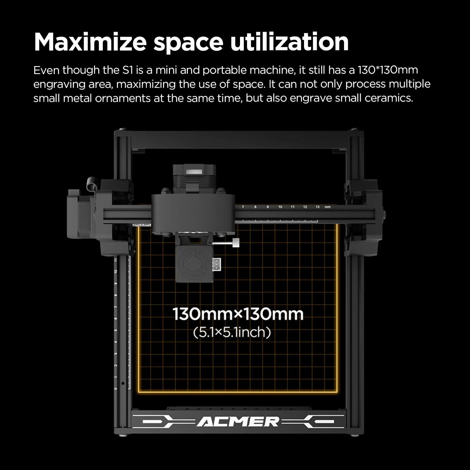 ACMER Laser Engraver S1 Portable Laser Cutter and Engraver CNC Machine for DIY,Wood,Metal,Acrylic,Leather,etc. (S1 3.5W 130*130MM Area)