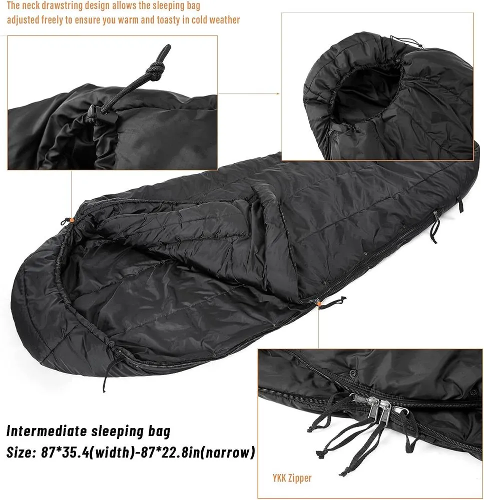 Akmax Modular Sleeping Bags System, Multi Layered with Bivy Cover for All Season OCP