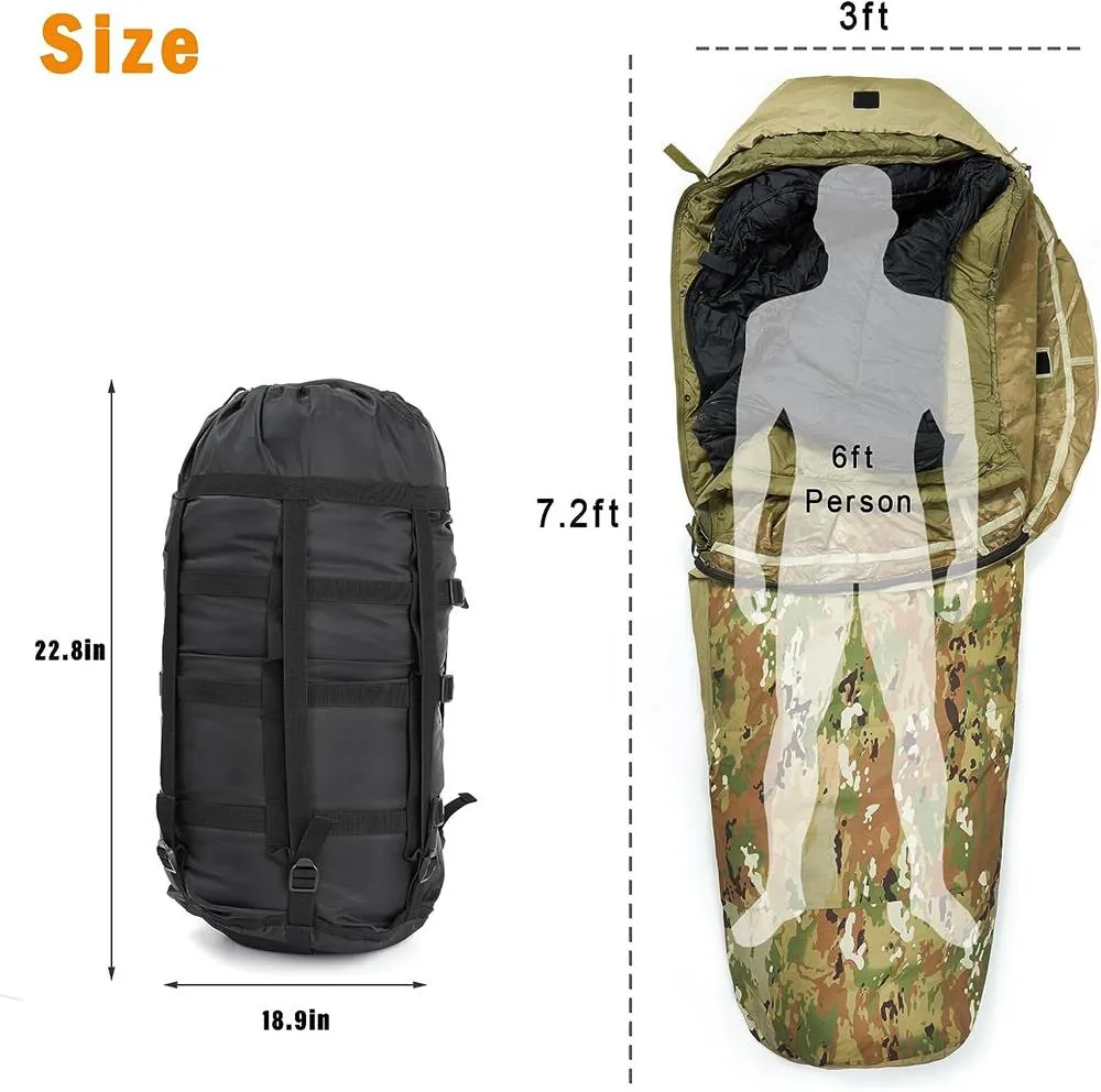 Akmax Modular Sleeping Bags System, Multi Layered with Bivy Cover for All Season OCP