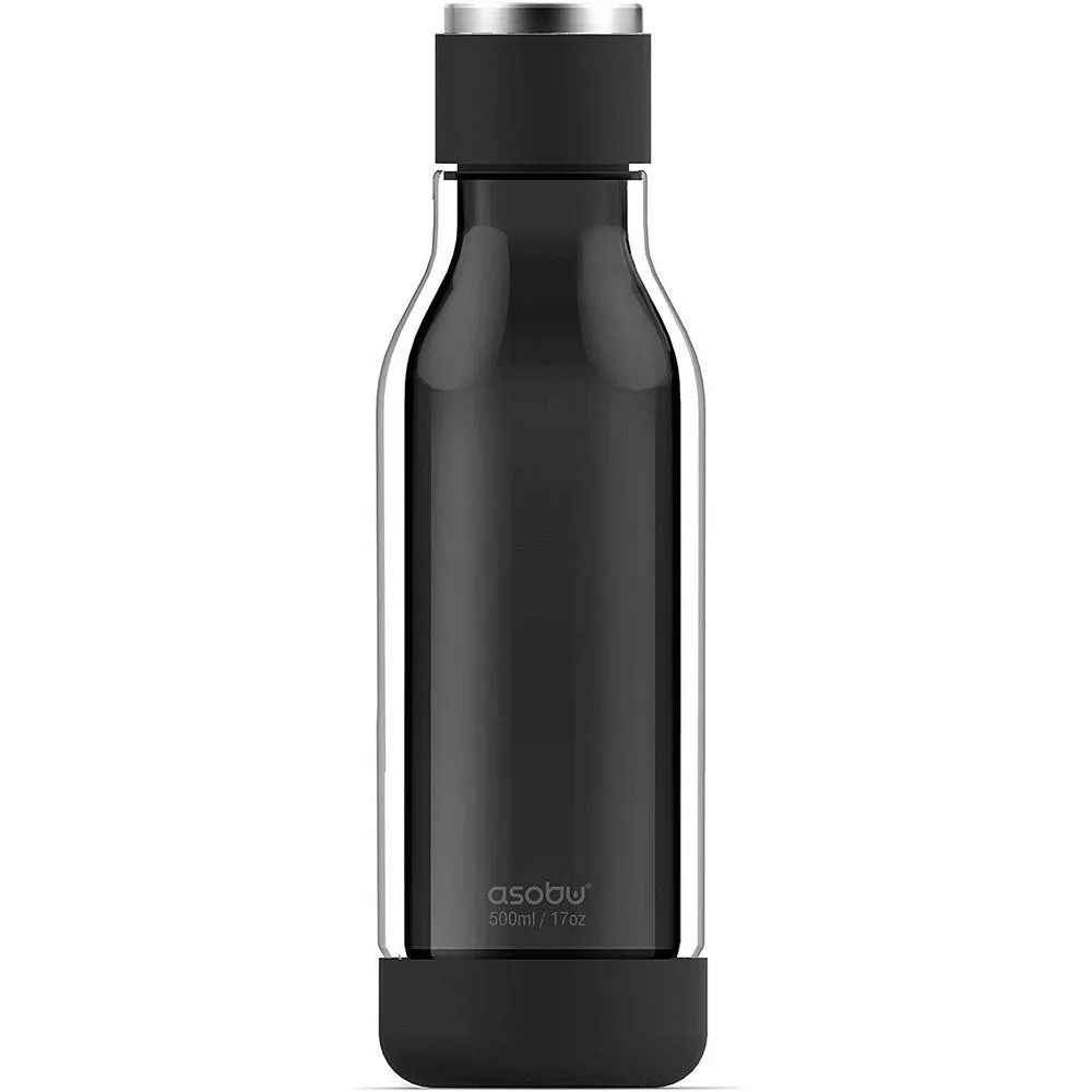 Asobu - Inner Peace Glass and Tritan Encased 17 Ounce Travel Water Bottle - Black