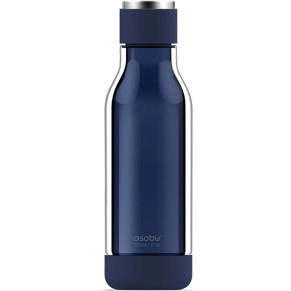 Asobu - Inner Peace Glass and Tritan Encased 17 Ounce Travel Water Bottle - Blue