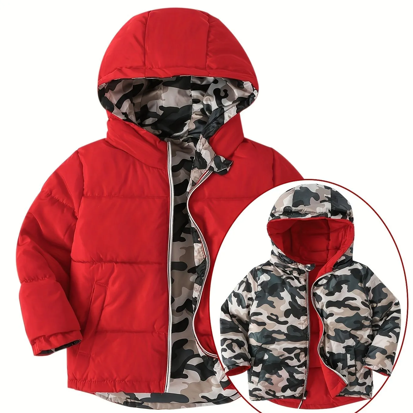 Boys Winter Reversible Hood Coat