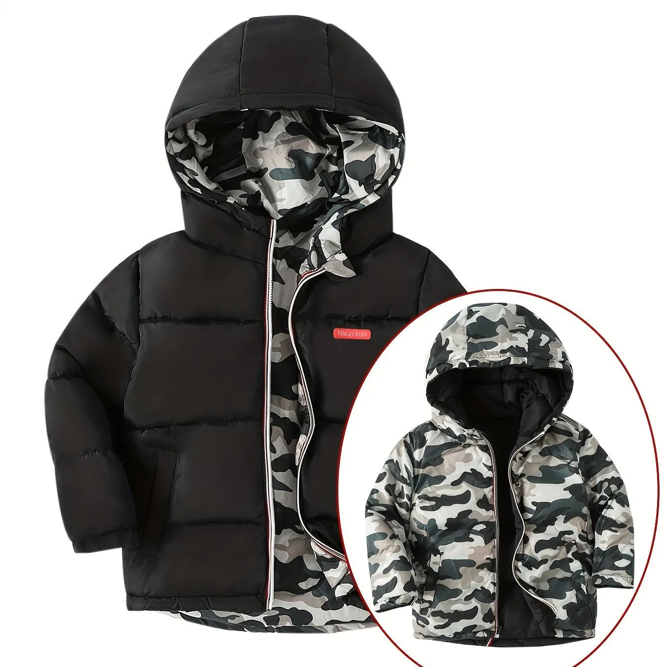 Boys Winter Reversible Hood Coat