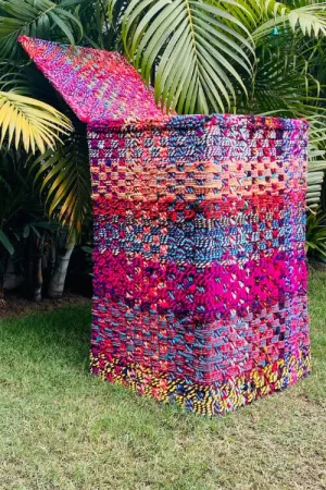 Cherry Upcycled Textile Laundry Basket