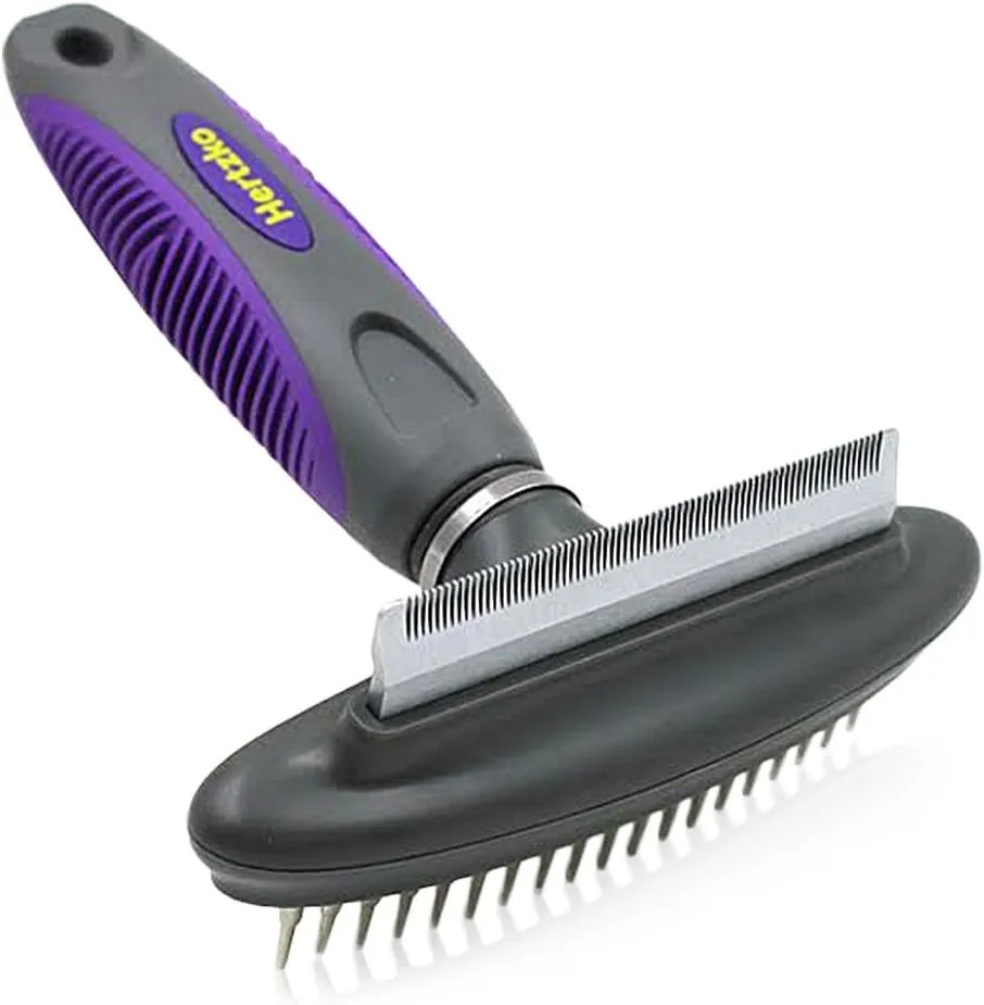 Dog And Cat Fur Comb Deshedding Tool - 2-In-1 Grooming Brush For Removing Mats