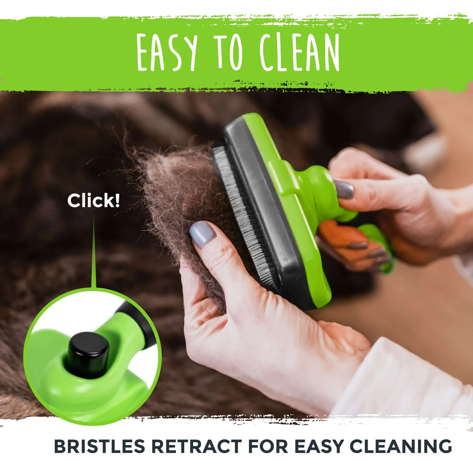 Dog Grooming Brush - Mighty Paw Retractable Slicker Brush with Stainless Steel Bristles