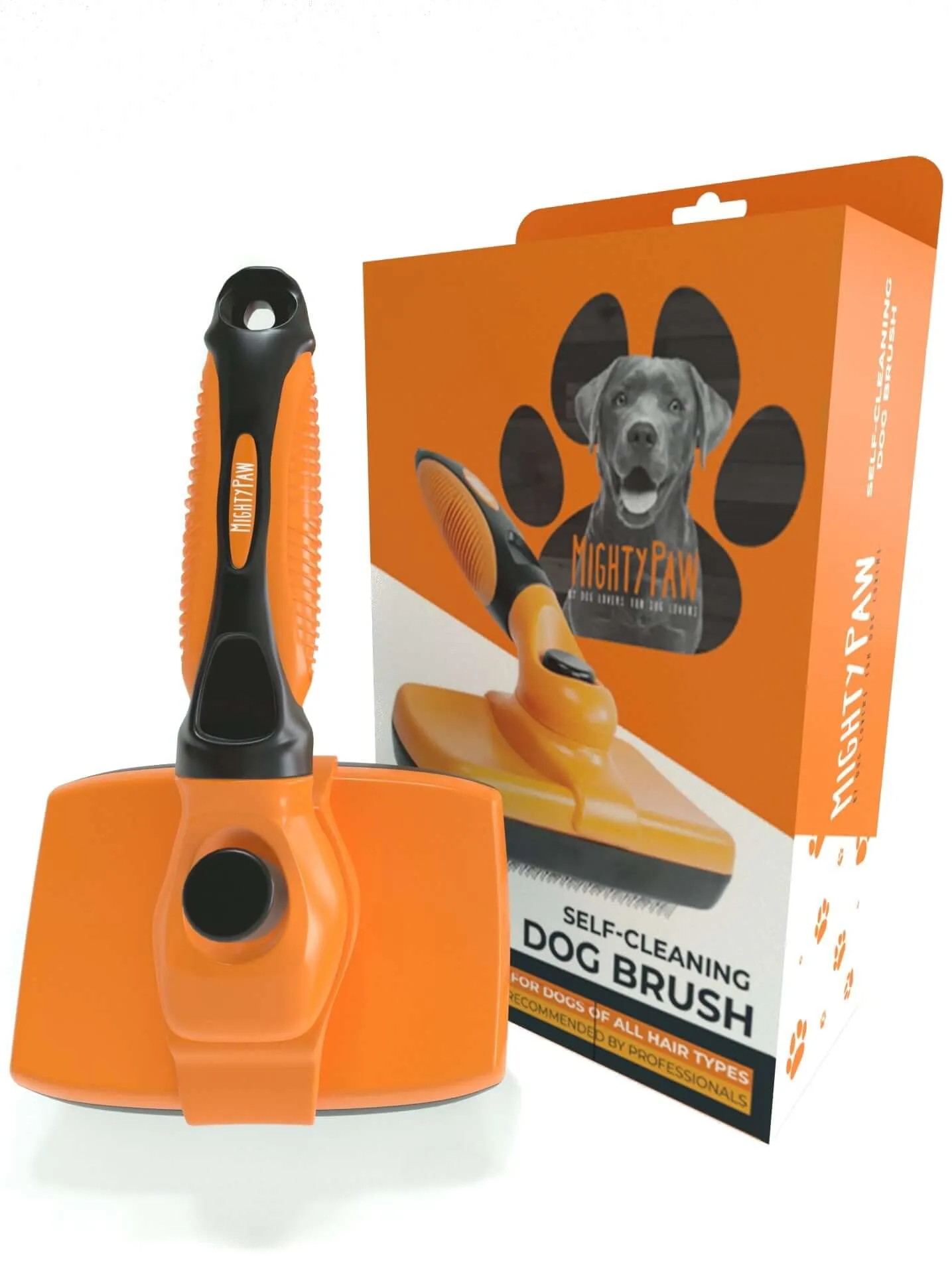 Dog Grooming Brush - Mighty Paw Retractable Slicker Brush with Stainless Steel Bristles