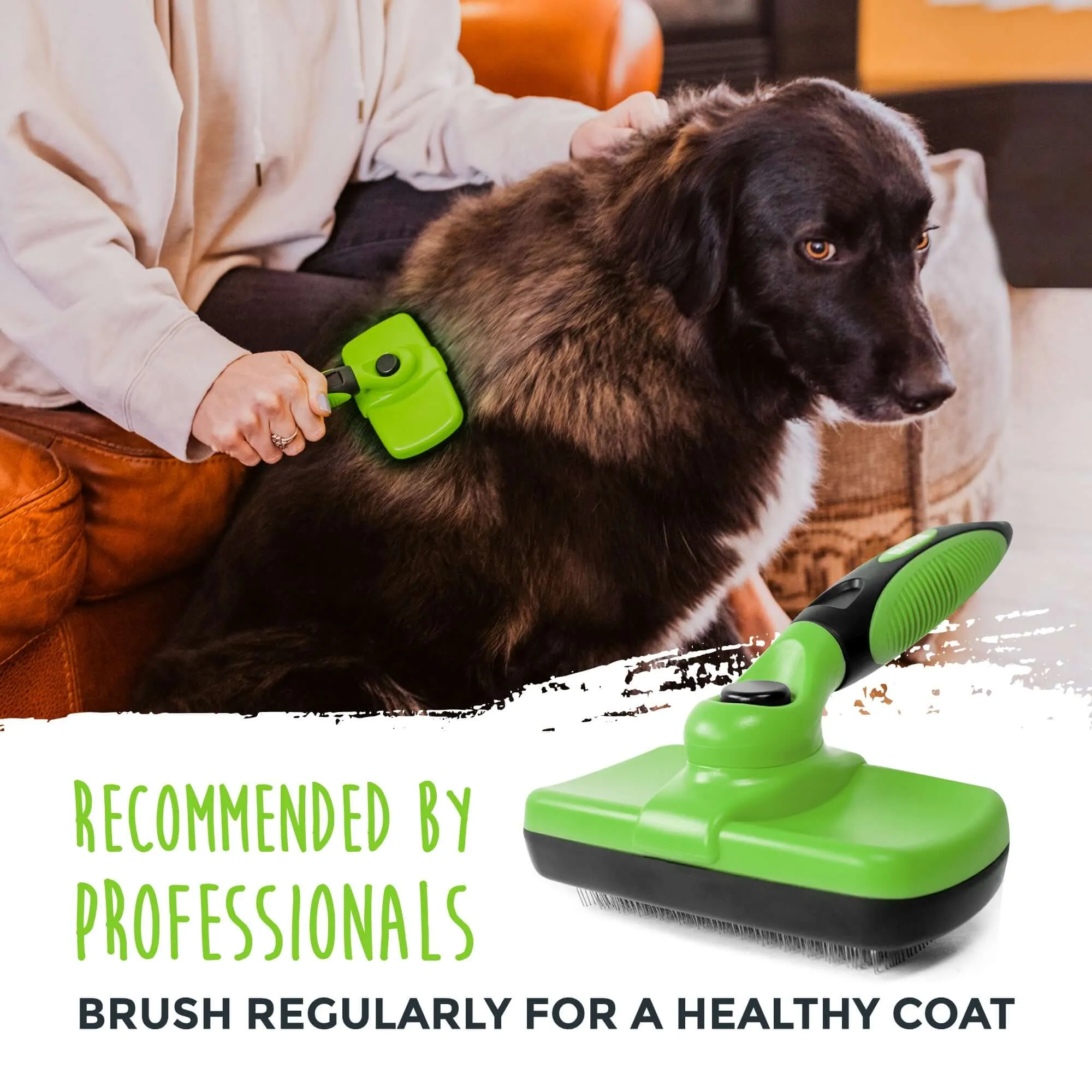 Dog Grooming Brush - Mighty Paw Retractable Slicker Brush with Stainless Steel Bristles