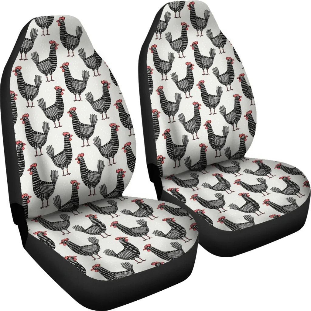 Farm Chicken Pattern Print Seat Cover Car Seat Covers Set 2 Pc, Car Accessories Car Mats