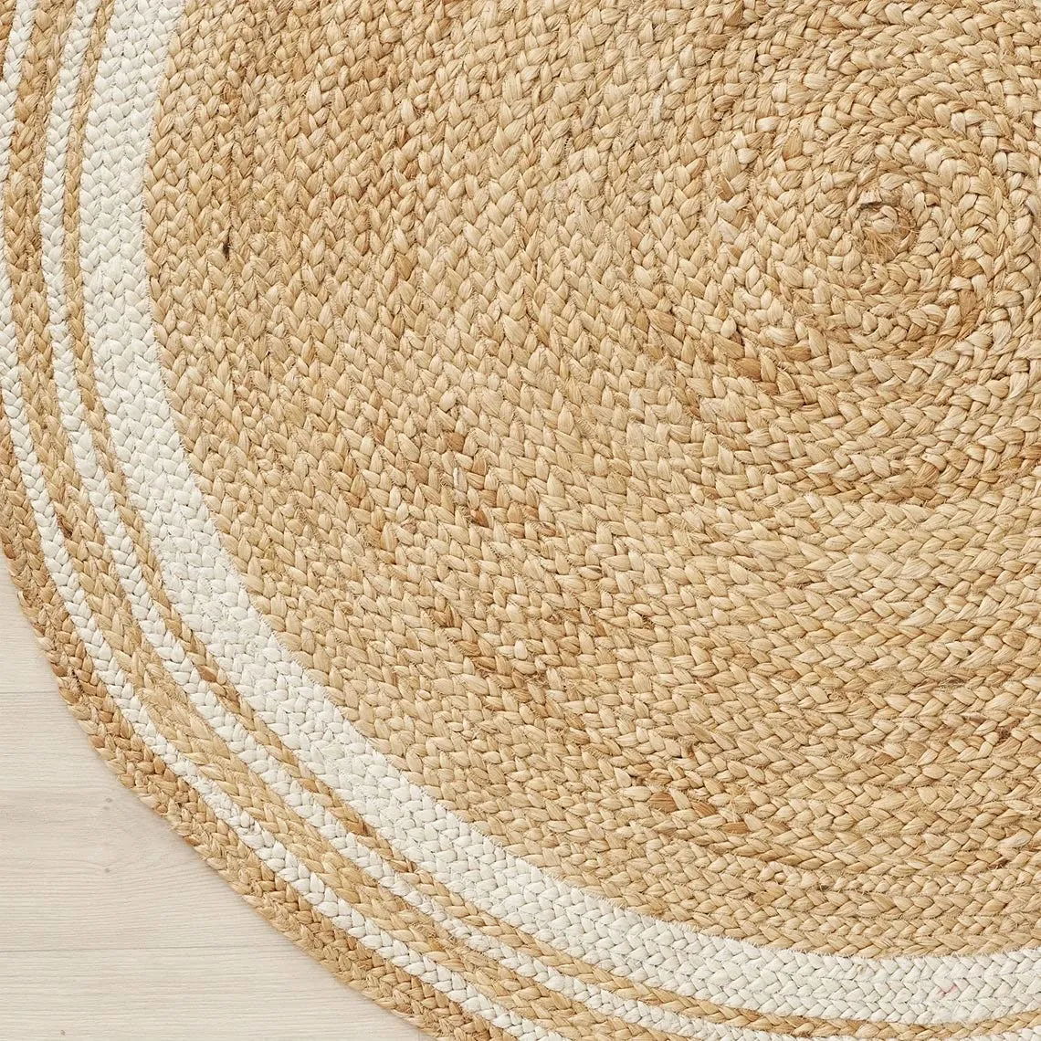 Habere India-All the Cultures Fabricating India Jute Carpet for Living Room, Jute Round Floor Mat, Rugs for Living Room, Jute Centre Table Carpet (Jute   White (Round), Round_3*3 FT)