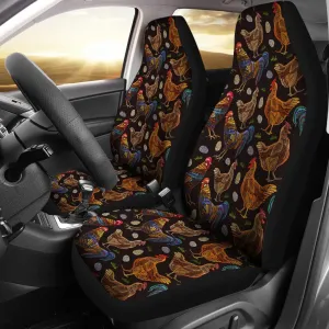 Hen Farm Chicken Eggs Pattern Print Seat Cover Car Seat Covers Set 2 Pc, Car Accessories Car Mats