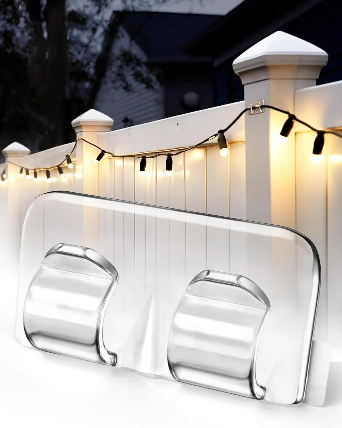 Hooks for Outdoor String Lights Clips: 26Pcs Heavy Duty Light Hook with Waterproof Adhesive Strips - outside Clear Cord Holders for Hanging Christmas Lighting - Outdoors Sticky Clip