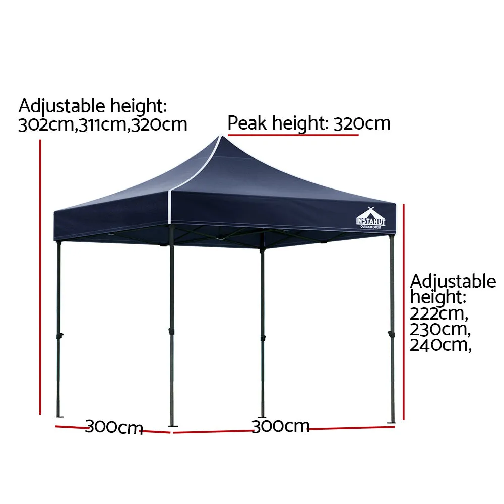 Instahut Gazebo Pop Up Marquee 3x3 Outdoor Wedding Base Pod Kit Navy