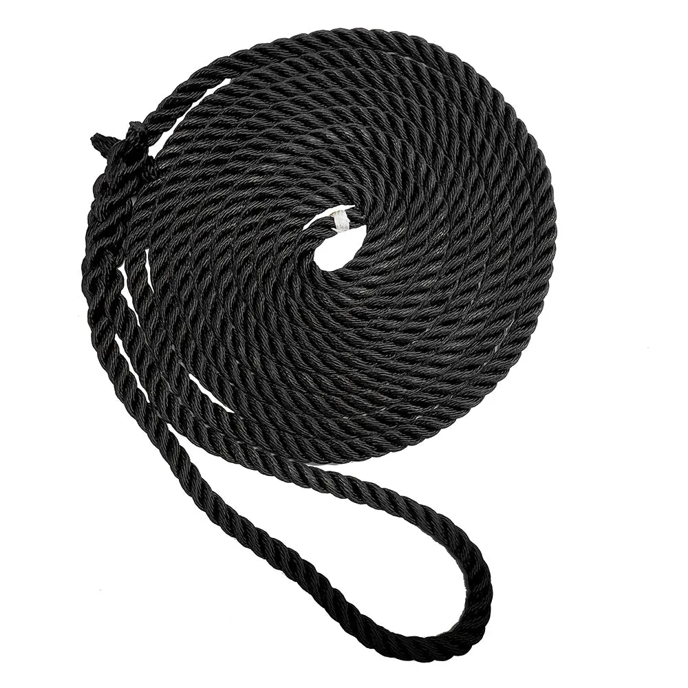 New England Ropes 5/8" Premium 3-Strand Dock Line - Black - 25