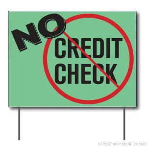 No Credit Check Curbside Sign, 24"w x 18"h, Full Color Double Sided