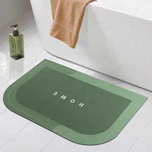 Story@Home Leather Bathroom Mat Aqua Collection Door Mat Anti-Slip Bath Mat Quick Drying Absorbent Mat For Home And Kitchen (40 X 60 Cm), Dark Green, Rectangular