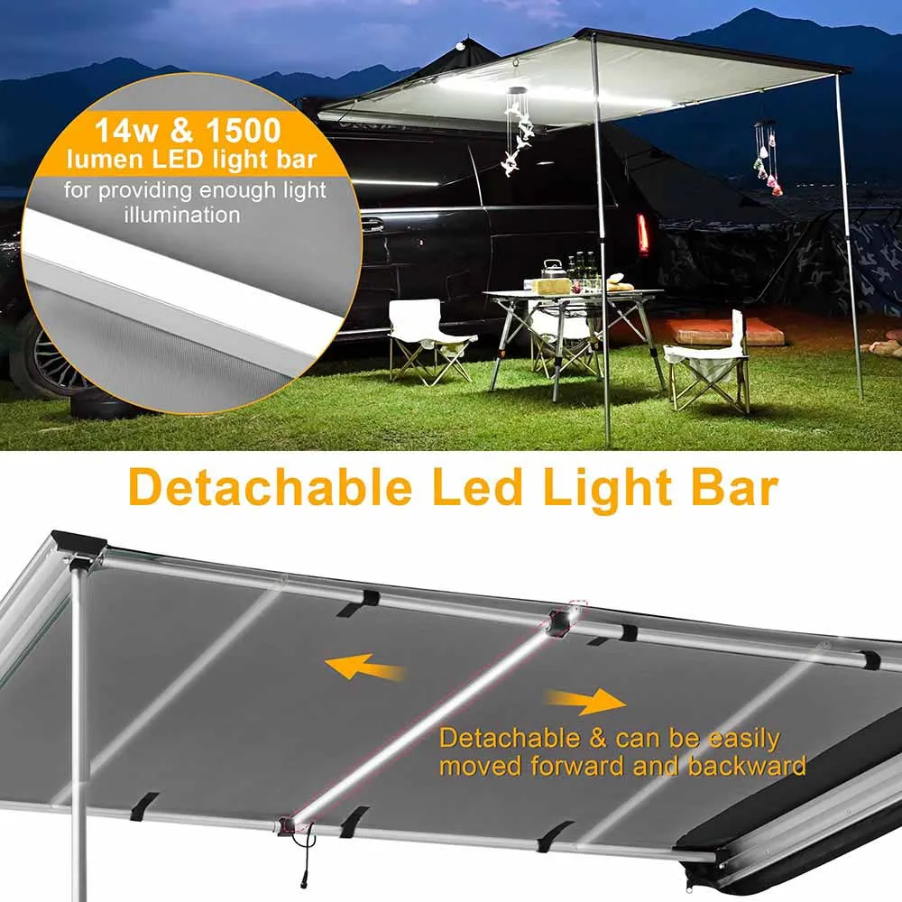 TheLAShop Car Awning with Light Rear Side SUV Awning 6' 7" x 4' 7"