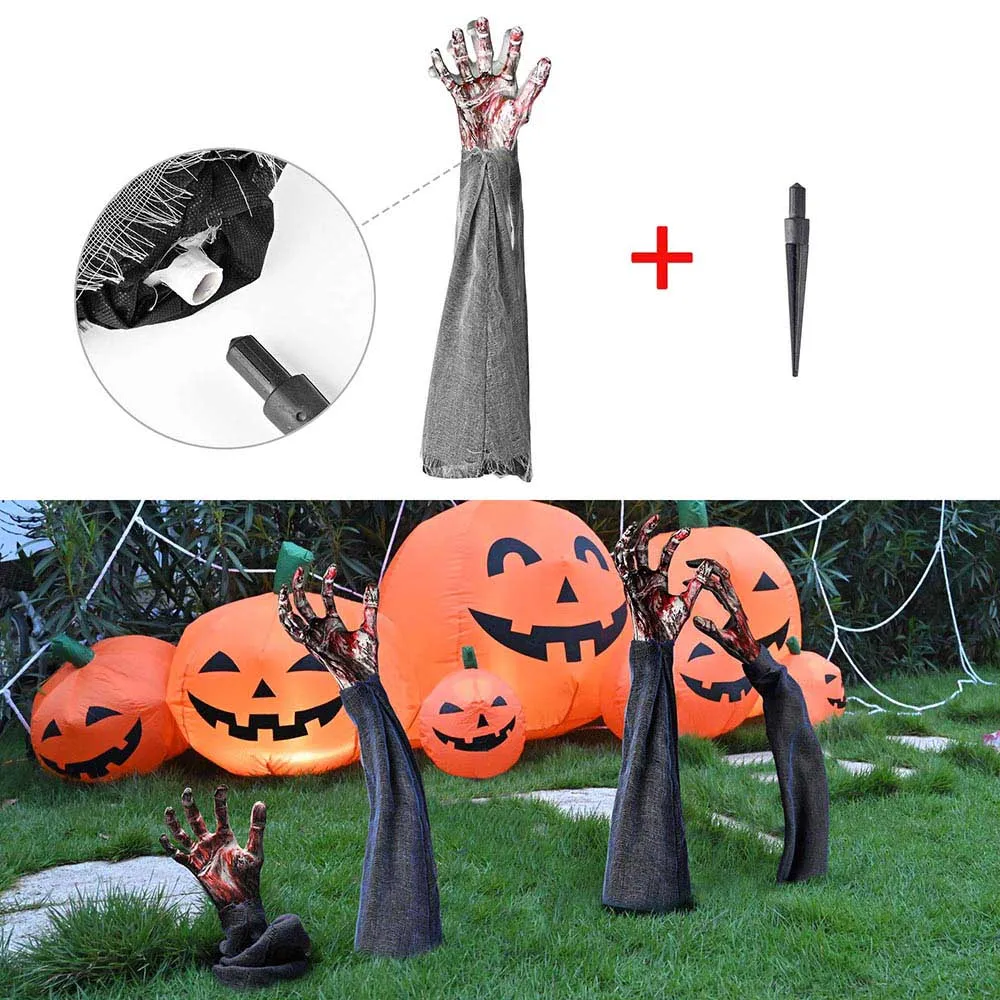 TheLAShop Halloween Props 4-Pair Zombie Hands with Stakes Scary Decor