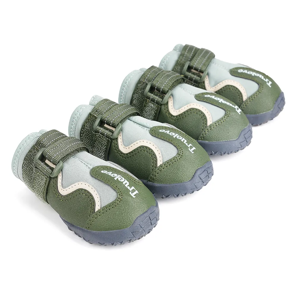 Truelove Reflective Waterproof and TPR Sole Shoes for Dogs (Cypress/Harbor Gray, Set of 4)