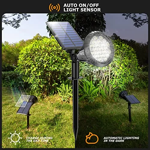 XTGTP Solar Spot Lights Outdoor, 21 LEDs, Auto On/Off with 3 Modes, IP67 Waterproof Solar Yard Spotlight Landscape Lighting Garden Wall Lights, 2Pack