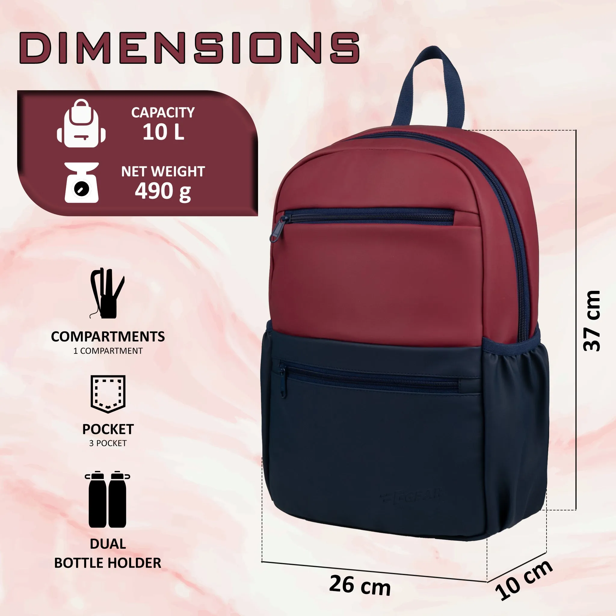 Zest 10L Maroon Navy Blue Backpack